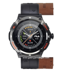 FILA SMARTWATCH SW/56 Black Silicone Extra Strap Brown Leather