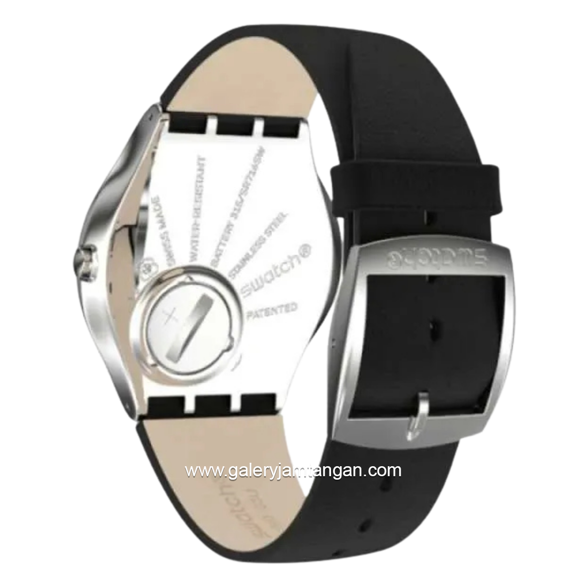 SWATCH SS07S115 Skeleton Black Laeather Swiss Made