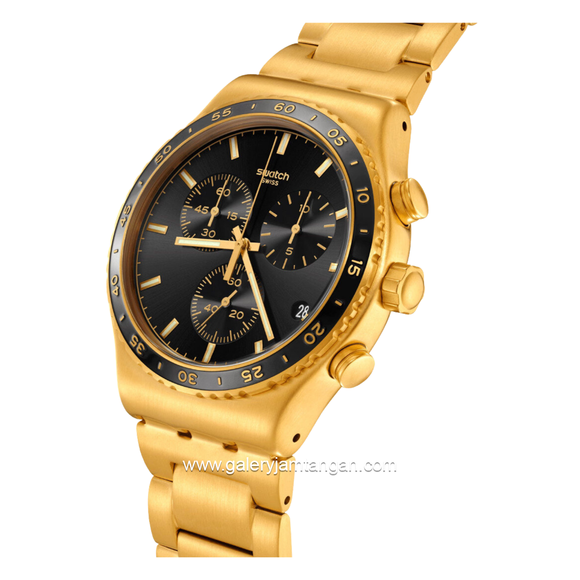 SWATCH YVG418G Gold Dial Black Stainless Steel