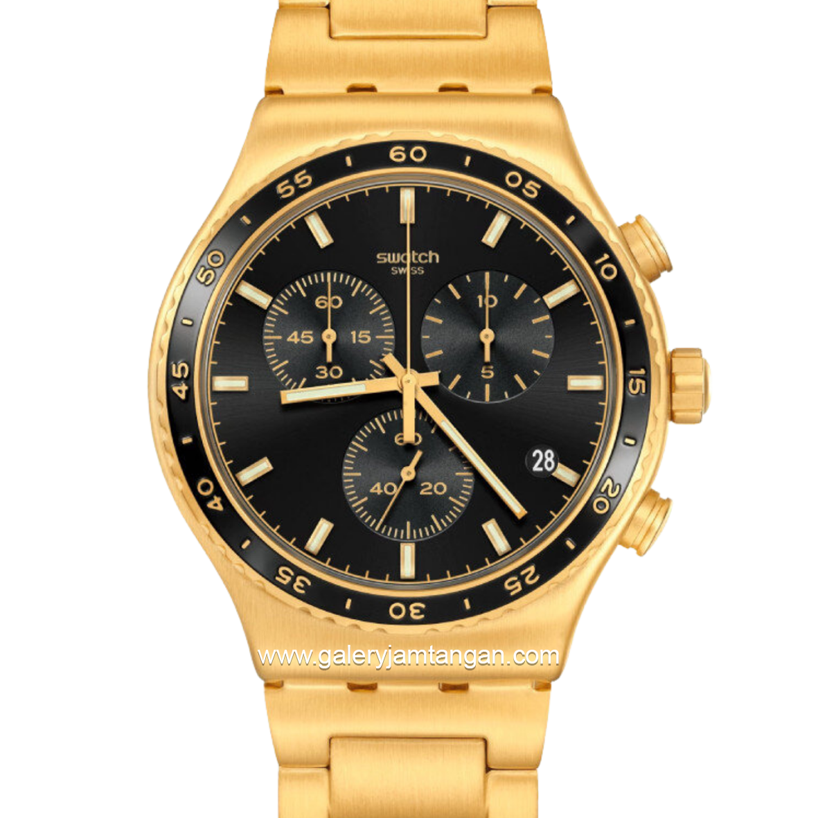 SWATCH YVG418G Gold Dial Black Stainless Steel