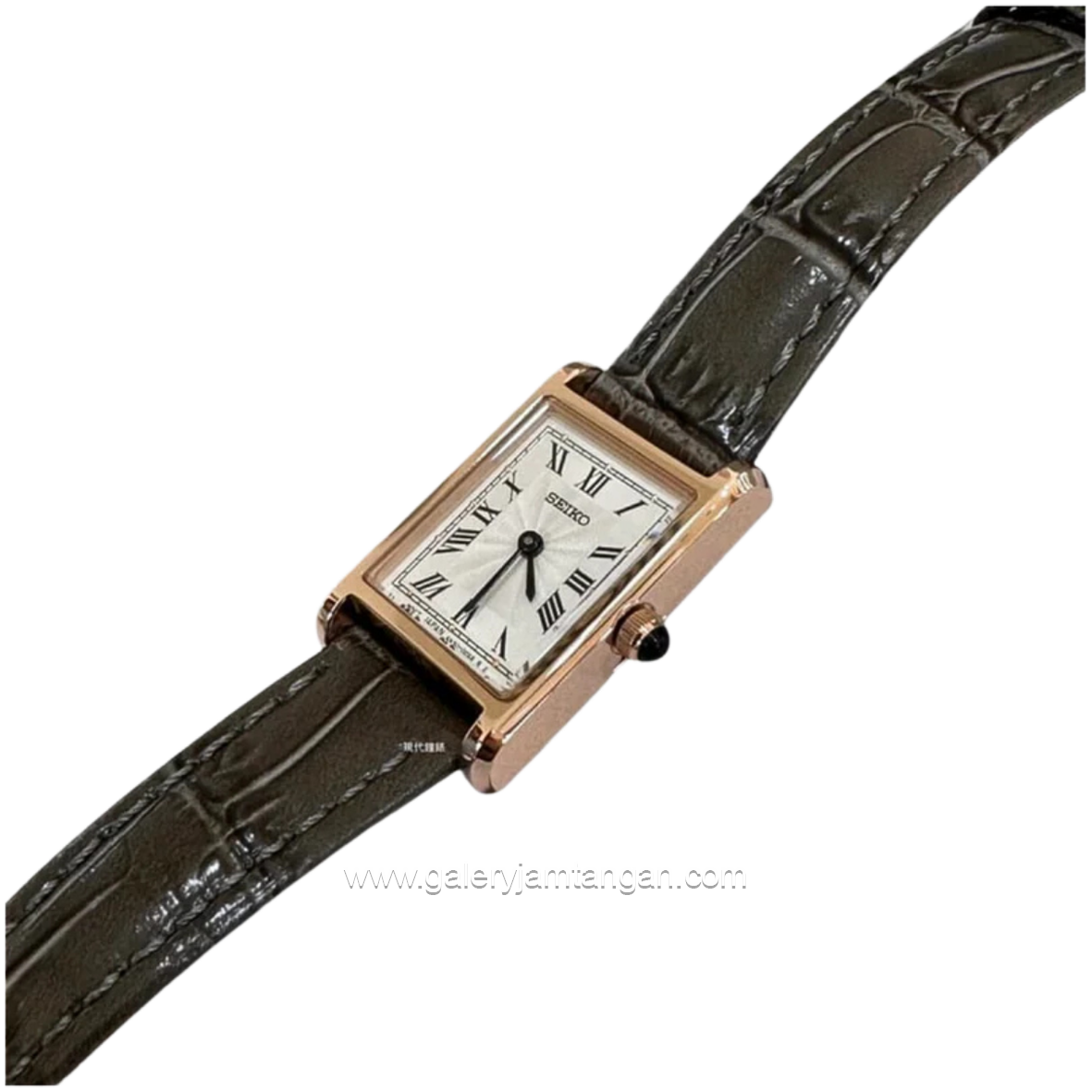 SEIKO SWR096P1 Tank White Dial Leather Strap