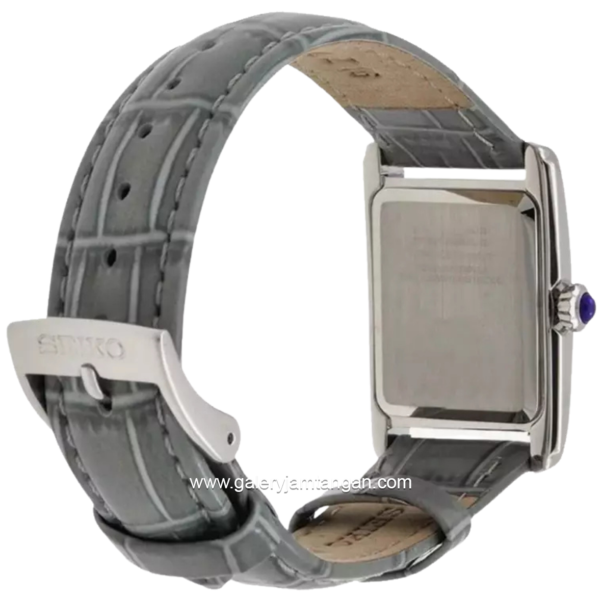 SEIKO SWR099P1 Tank Pearl Dial Grey Leather Strap