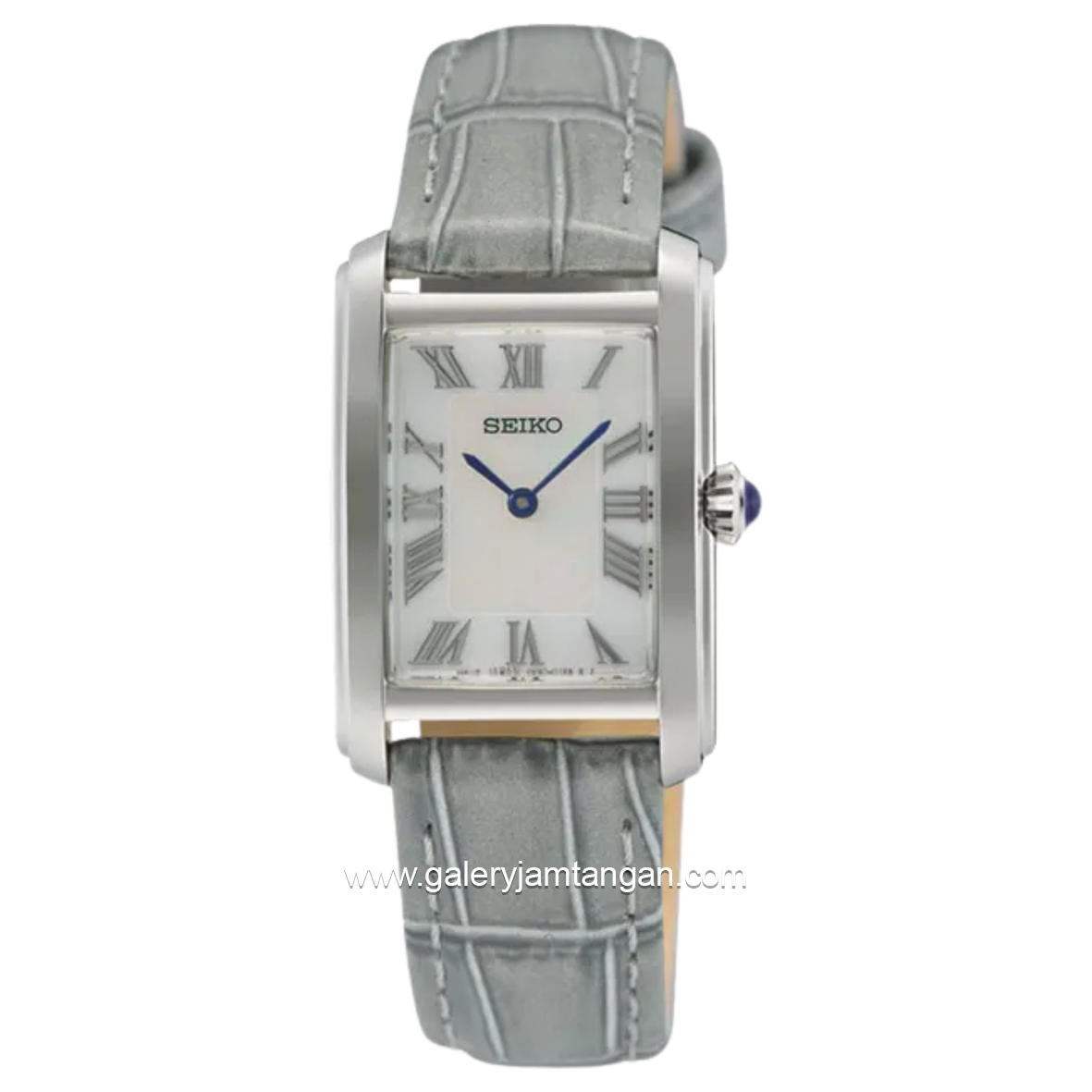 SEIKO SWR099P1 Tank Pearl Dial Grey Leather Strap