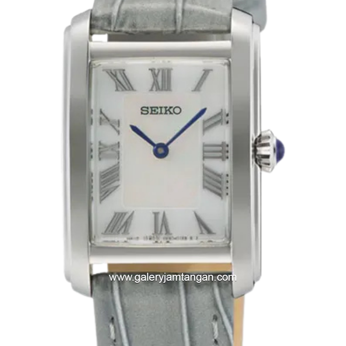 SEIKO SWR099P1 Tank Pearl Dial Grey Leather Strap