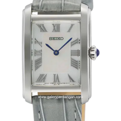SEIKO SWR099P1 Tank Pearl Dial Grey Leather Strap