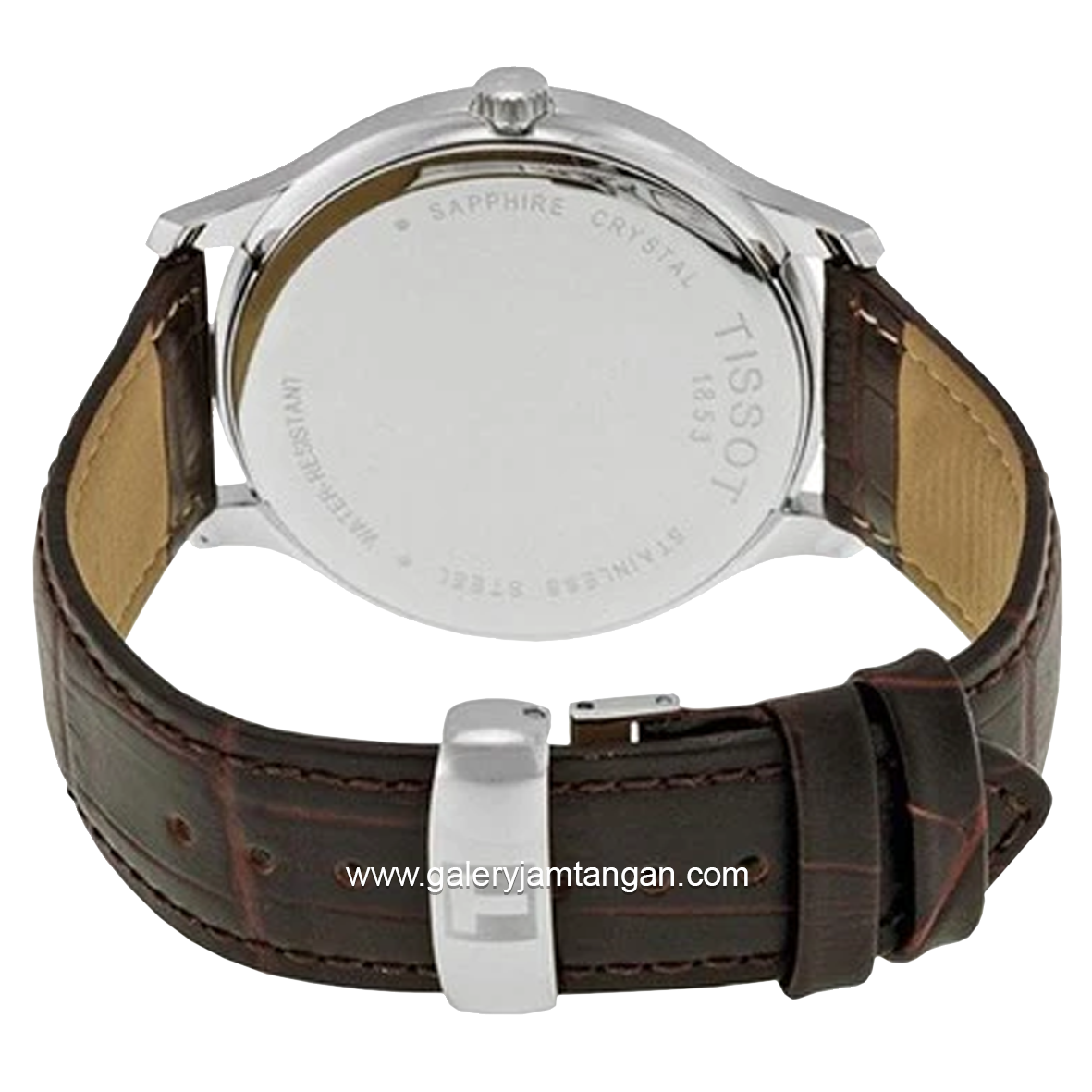 TISSOT T-CLASSIC T063.610.16.038.00 Brown Silver Dial White Leather Strap