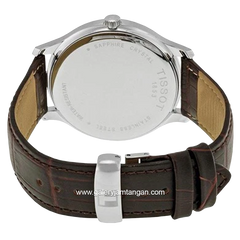 TISSOT T-CLASSIC T063.610.16.038.00 Brown Silver Dial White Leather Strap