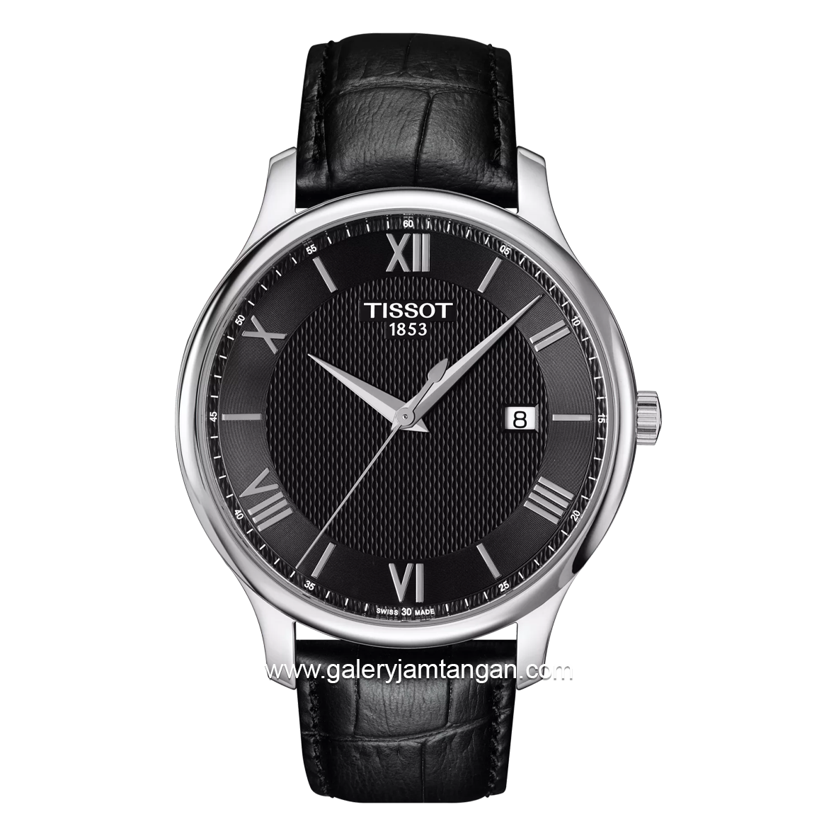 TISSOT TRADITION T063.610.16.058.00 Black Silver Dial Black Leather Strap