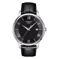 TISSOT TRADITION T063.610.16.058.00 Black Silver Dial Black Leather Strap