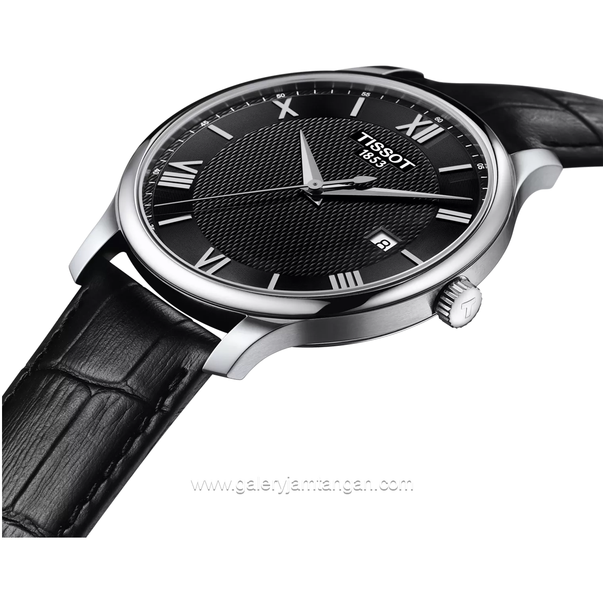 TISSOT TRADITION T063.610.16.058.00 Black Silver Dial Black Leather Strap