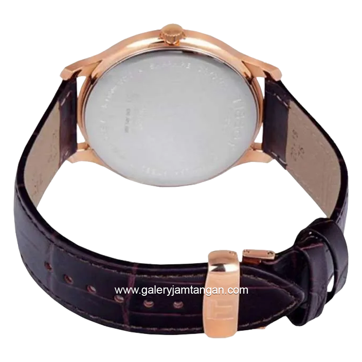 TISSOT TRADITION T063.610.36.038.00 Brown Rosegold Dial White Leather Strap