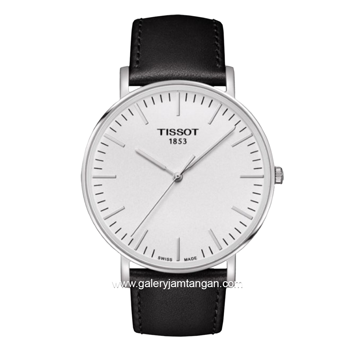 TISSOT T109.610.16.031.00 Black Silver Dial White Leather Strap