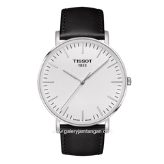 TISSOT T109.610.16.031.00 Black Silver Dial White Leather Strap