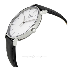 TISSOT T109.610.16.031.00 Black Silver Dial White Leather Strap