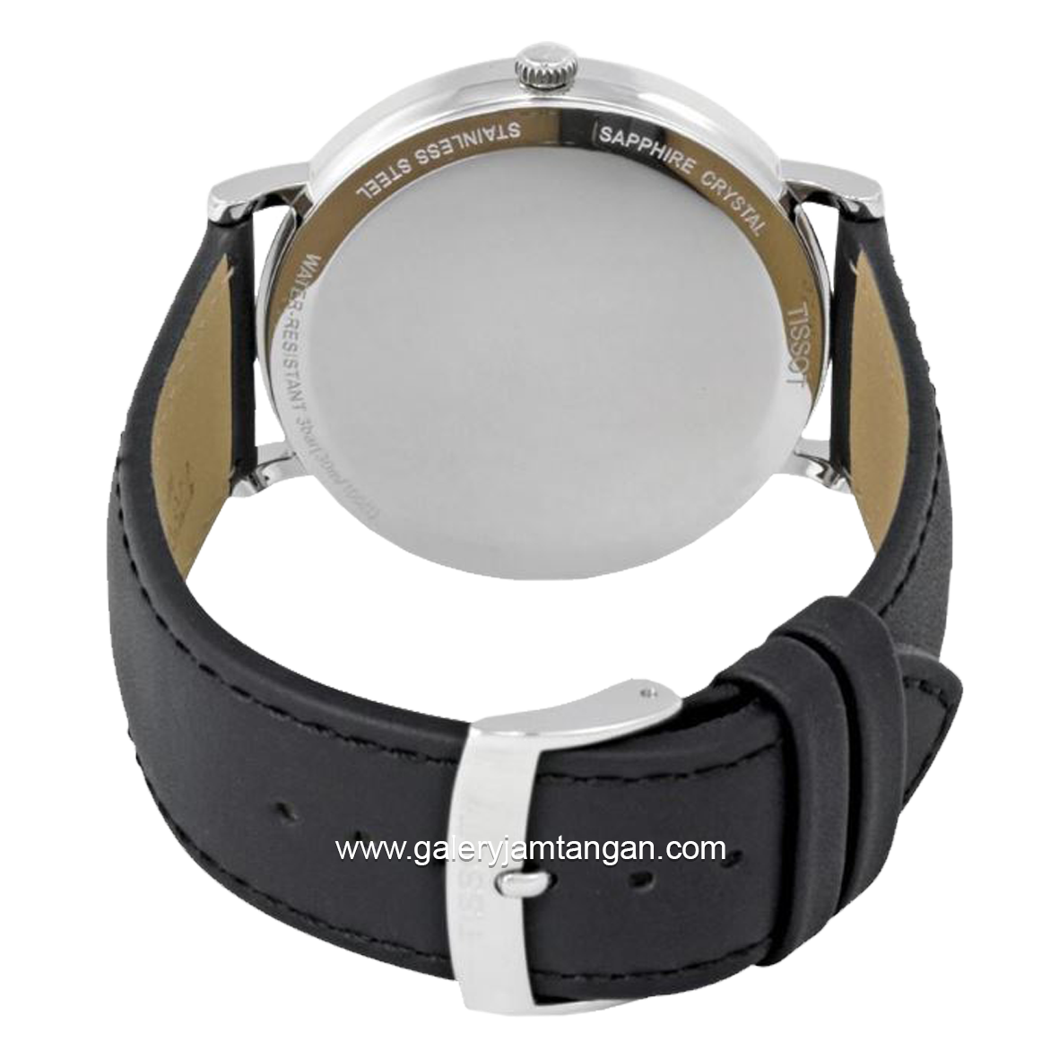 TISSOT T109.610.16.031.00 Black Silver Dial White Leather Strap