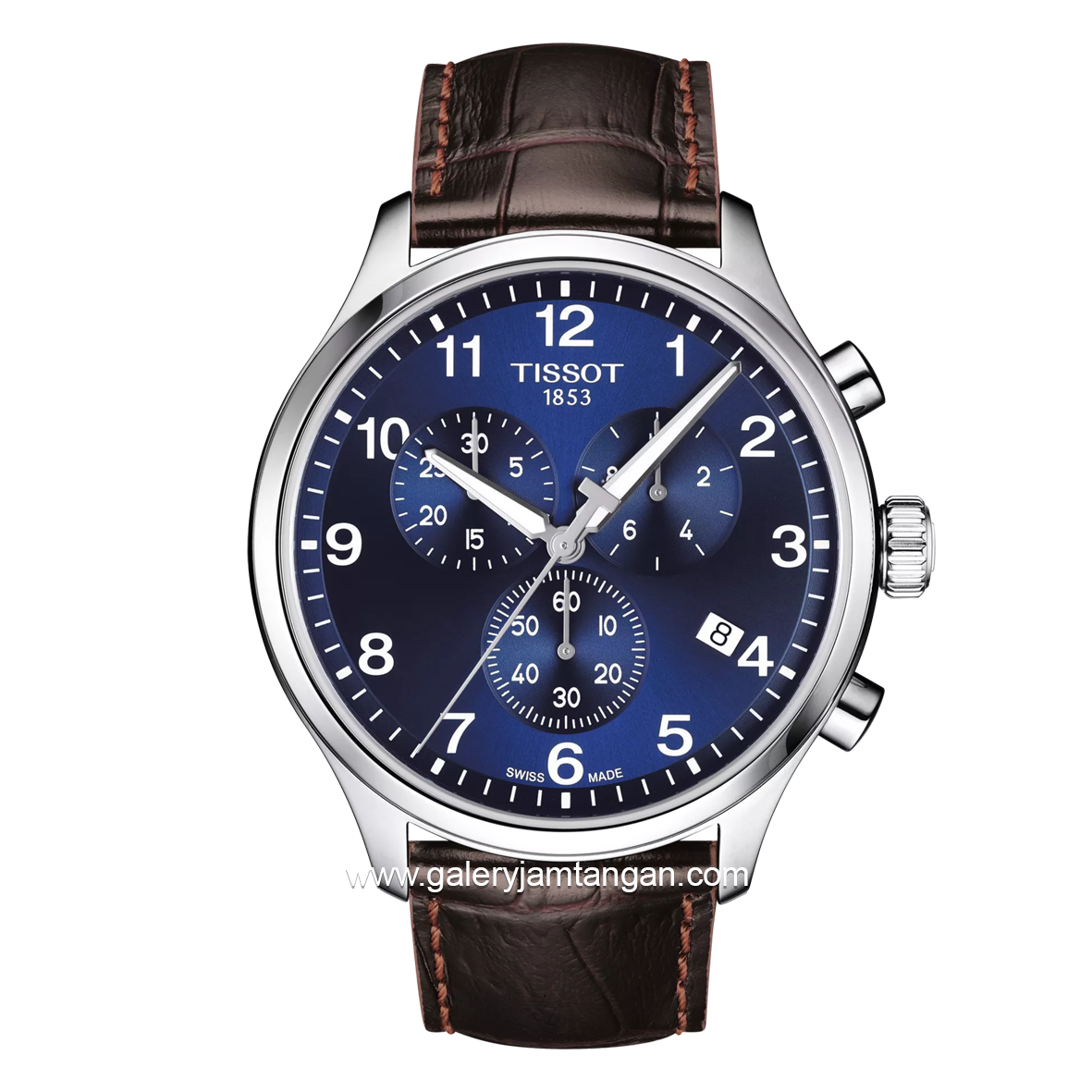 TISSOT CHRONO T116.617.16.047.00 Brown Silver Dial Blue Leather Strap
