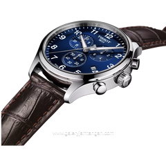 TISSOT CHRONO T116.617.16.047.00 Brown Silver Dial Blue Leather Strap