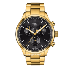 TISSOT CHRONO T116.617.33.051.00 Gold Dial Black Stainless Steel