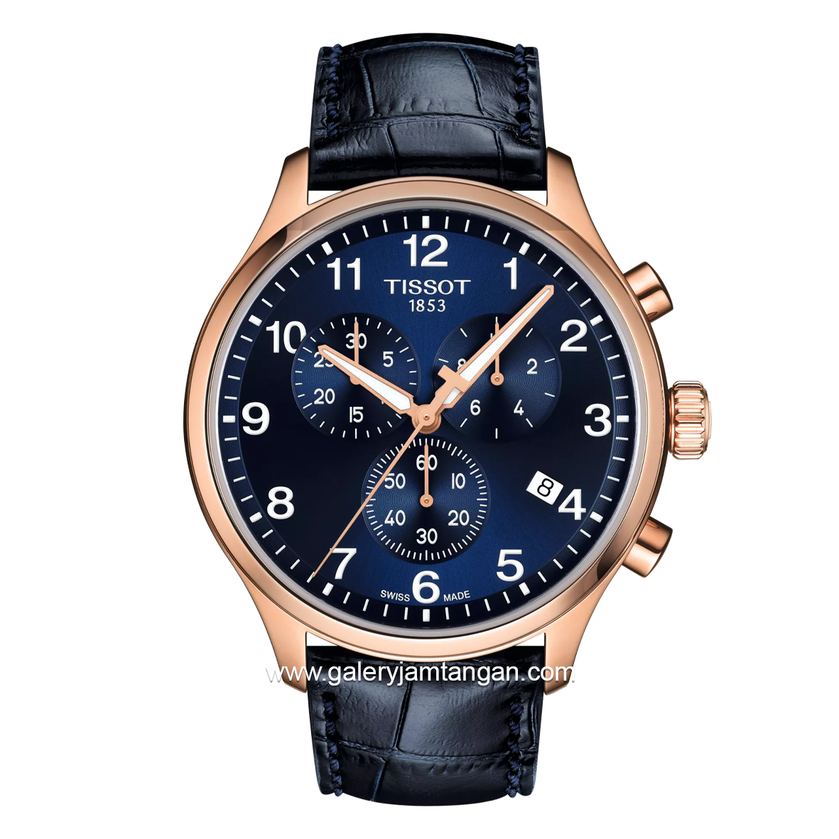 TISSOT CHRONO T116.617.36.042.00 Blue Rosegold Leather Strap