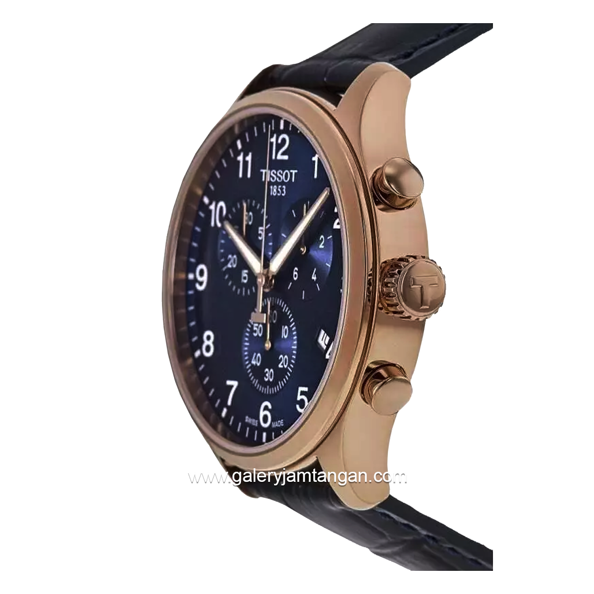 TISSOT CHRONO T116.617.36.042.00 Blue Rosegold Leather Strap