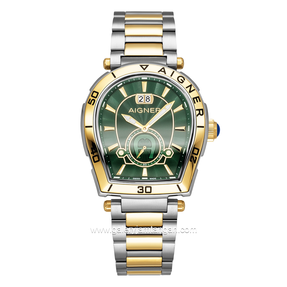 AIGNER TRAPANI AGW.262004 Silver Gold Dial Green Swiss Made