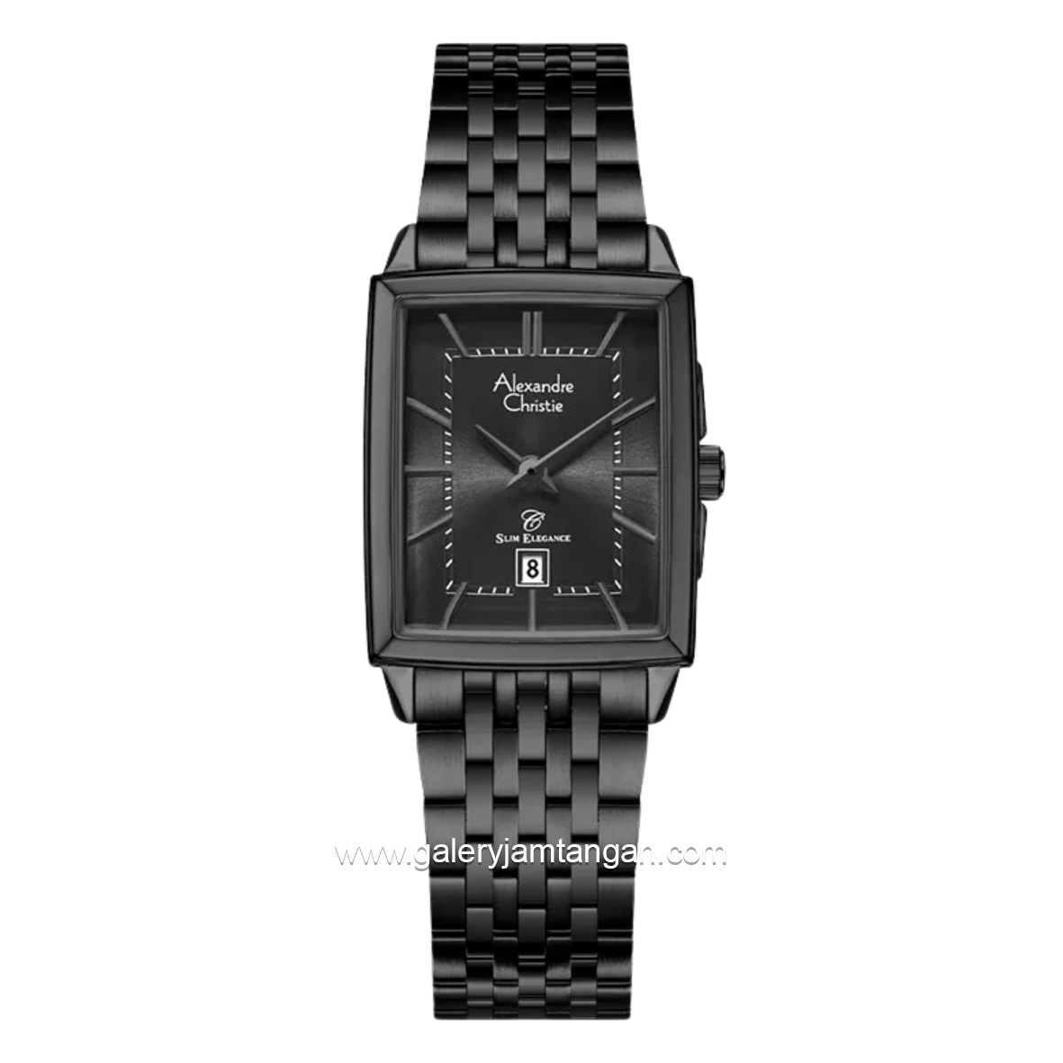 Alexandre Christie Slim Elegance AC 8708 LD BIPBA Black Dial Black Stainless Steel Strap