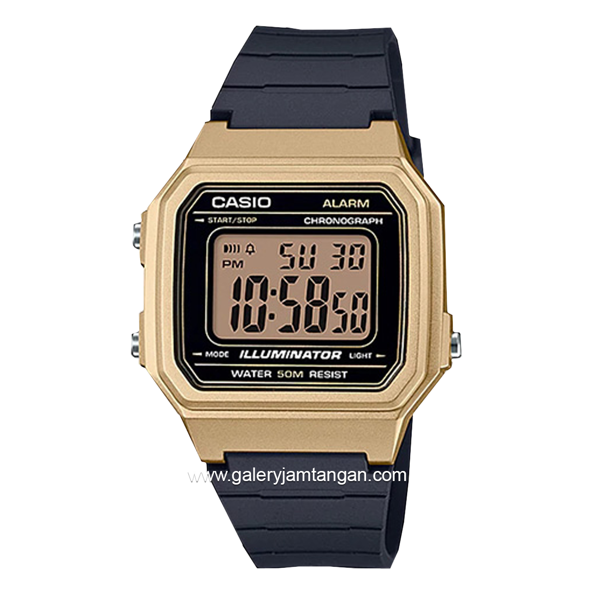 CASIO W-217HM-9AVDF Black Gold Resin Strap