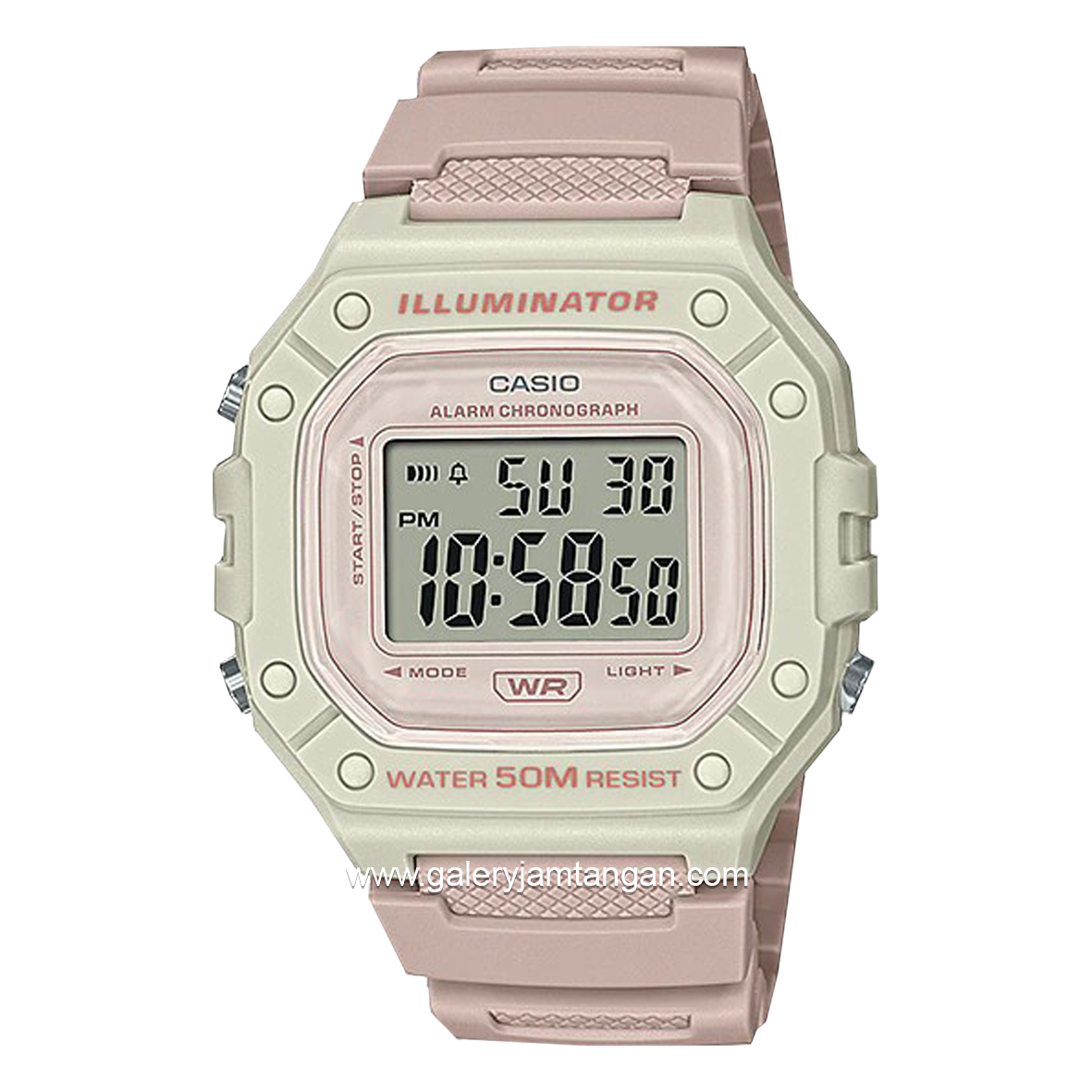 Casio General Illuminator W-218HC-4A2VDF Cream Resin Strap