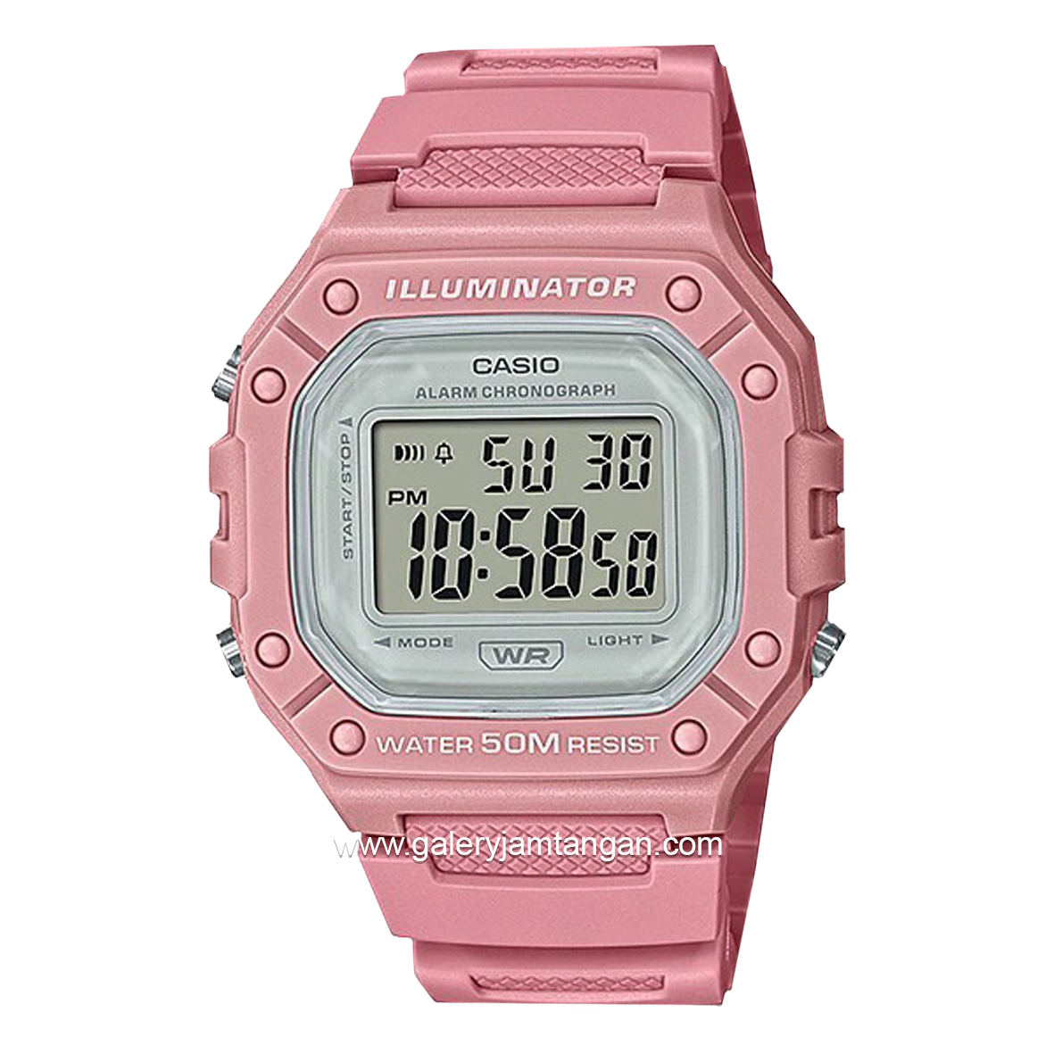 Casio General Illuminator W-218HC-4AVDF Pink Rubber Strap