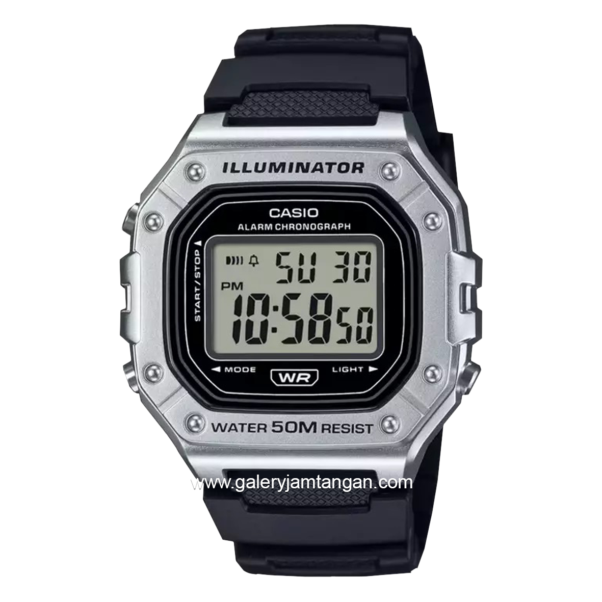 CASIO W-218HM-7AVDF Black Silver Resin Strap