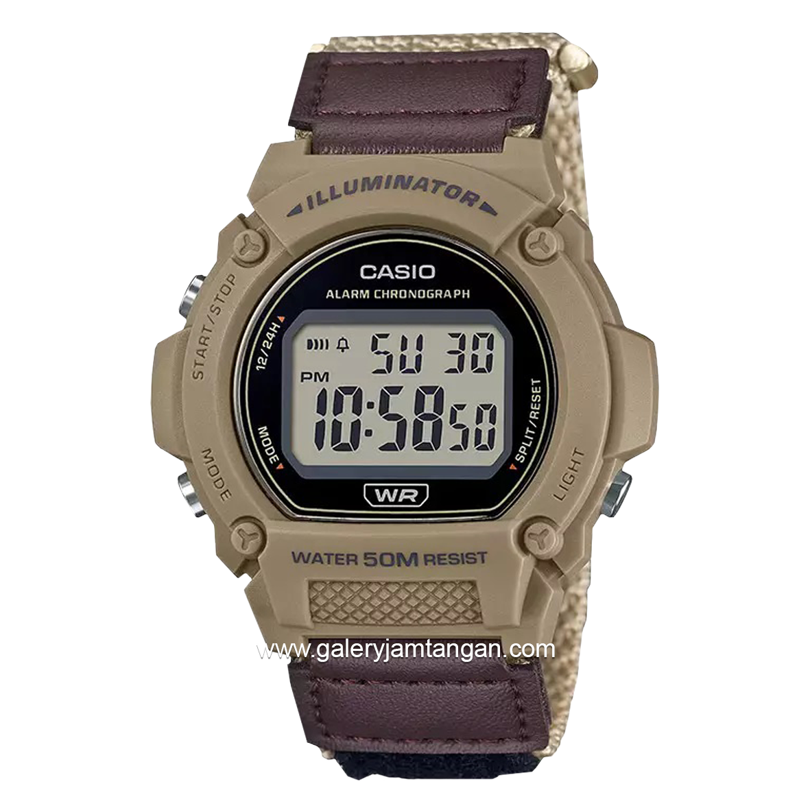 CASIO W-219HB-5AVDF Brown Canvas Strap