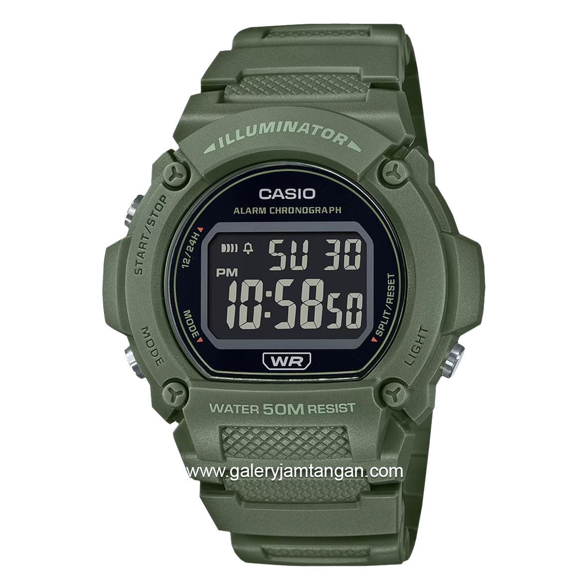 CASIO W-219HC-3BVDF Green Rubber Strap