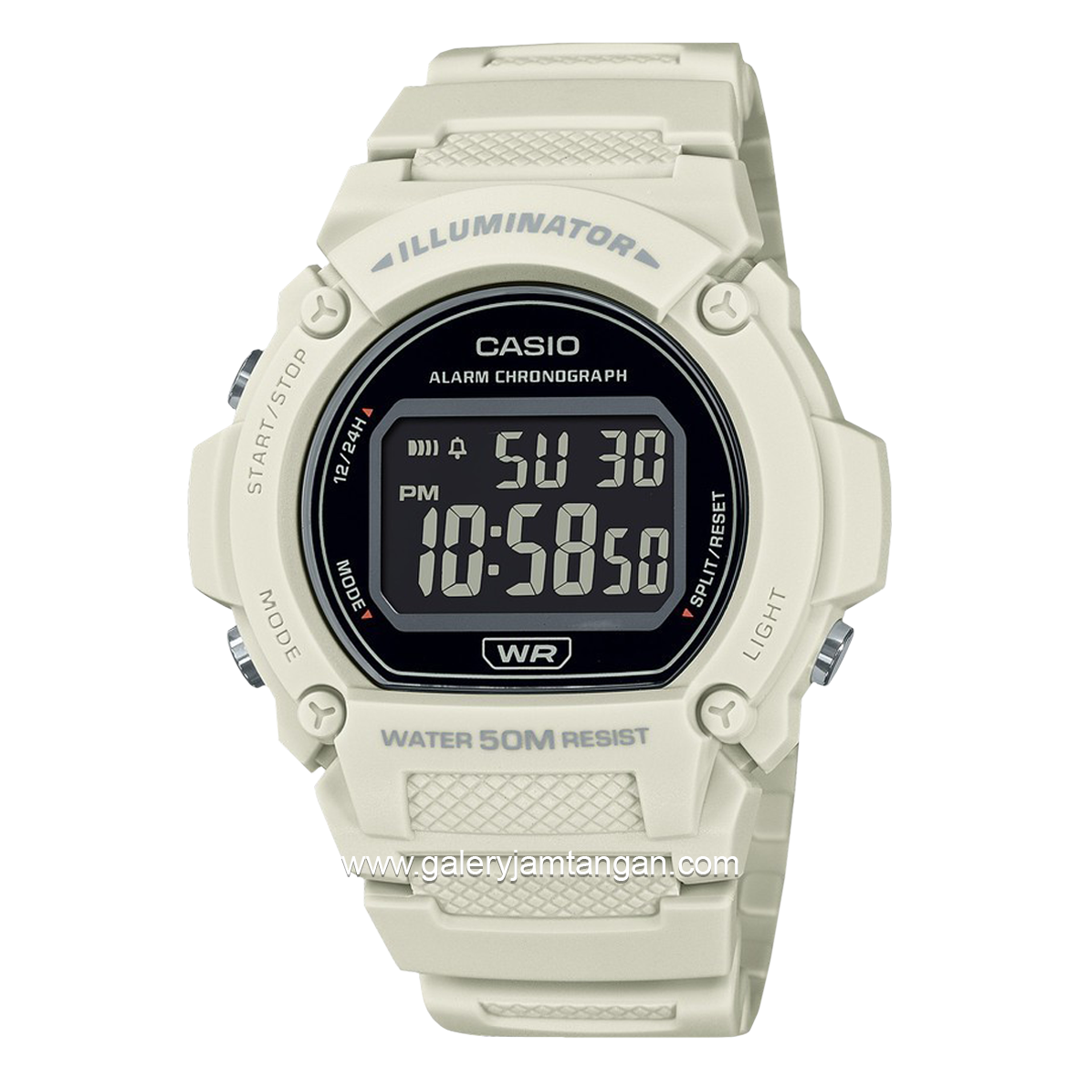 CASIO W-219HC-8BVDF White Rubber Strap