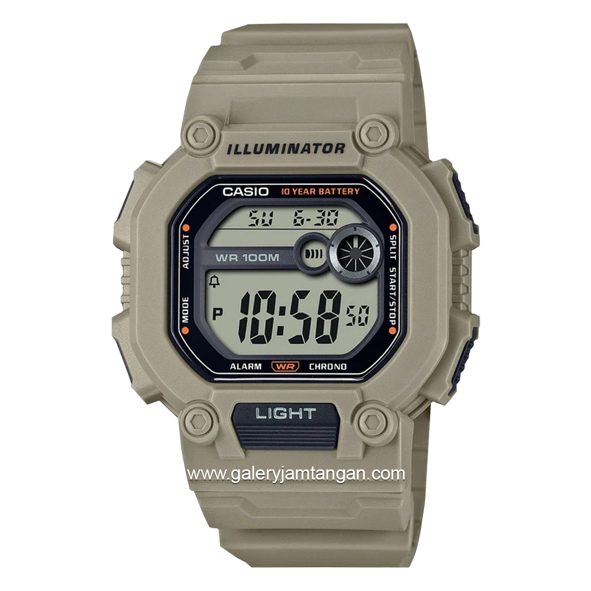CASIO W-737HX-5AVDF Cream Rubber Strap