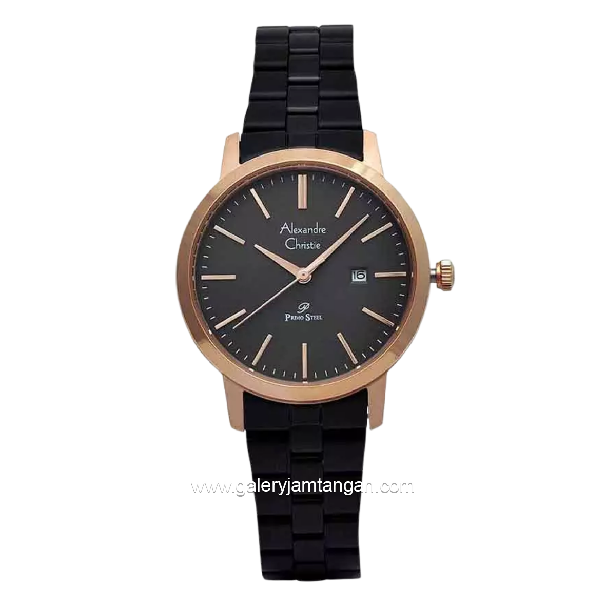 Alexandre Christie AC 1007 LDBBRBA Black Rosegold Stainless Steel Strap