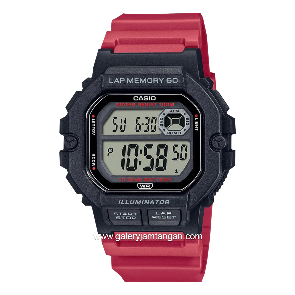 CASIO WS-1400H-4AVDF Red Black Resin Strap