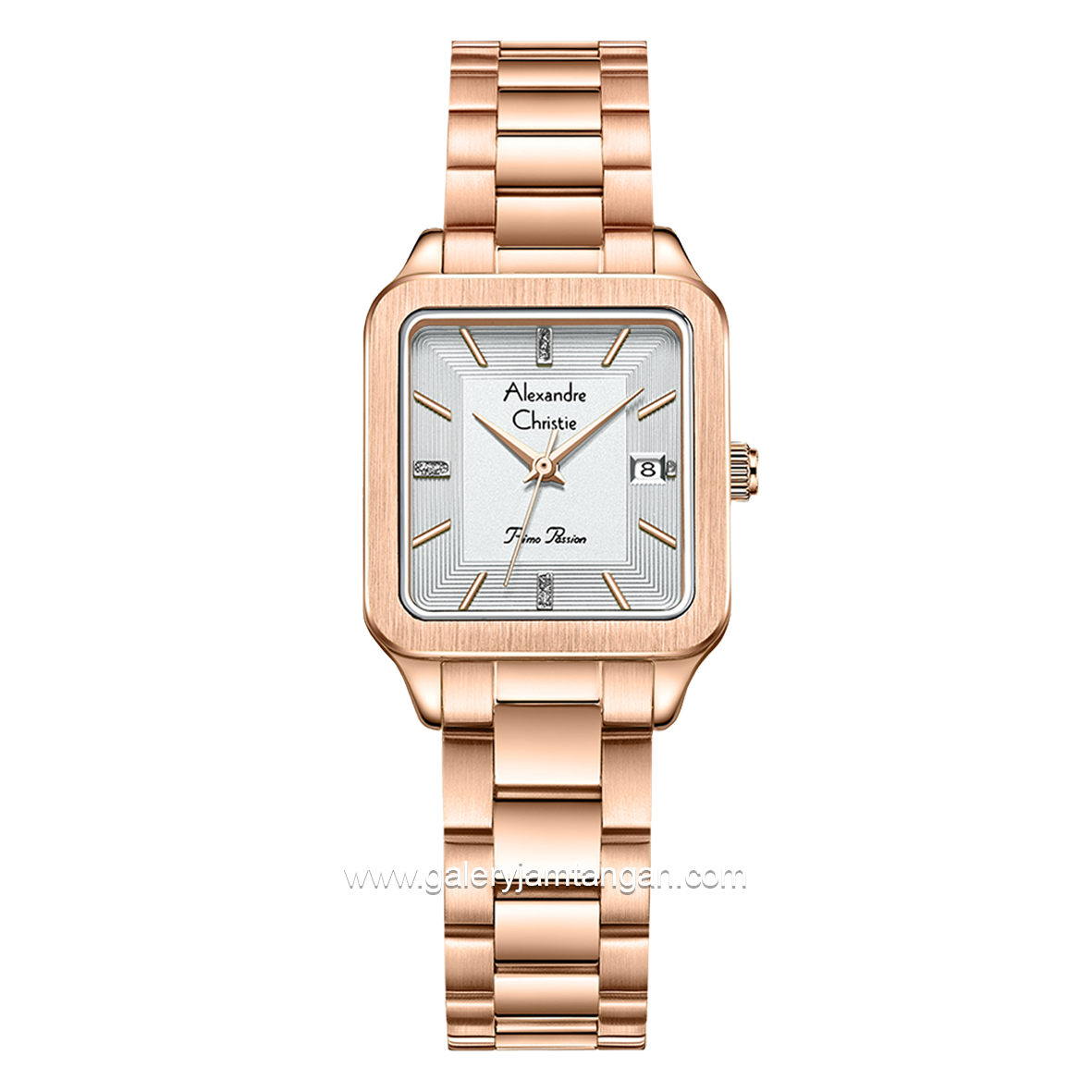 Alexandre Christie AC 2A79 LD Primo Passion Rosegold Dial White Stainless Steel Strap