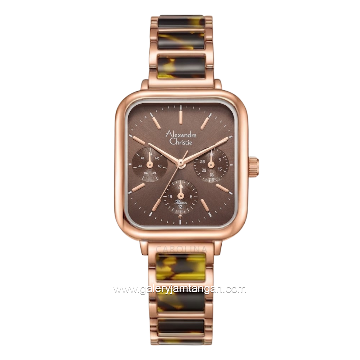Alexandre Christie Multifunction AC 2C14 BFBRGBO Brown Dial Dual Tone Stainless Steel Strap