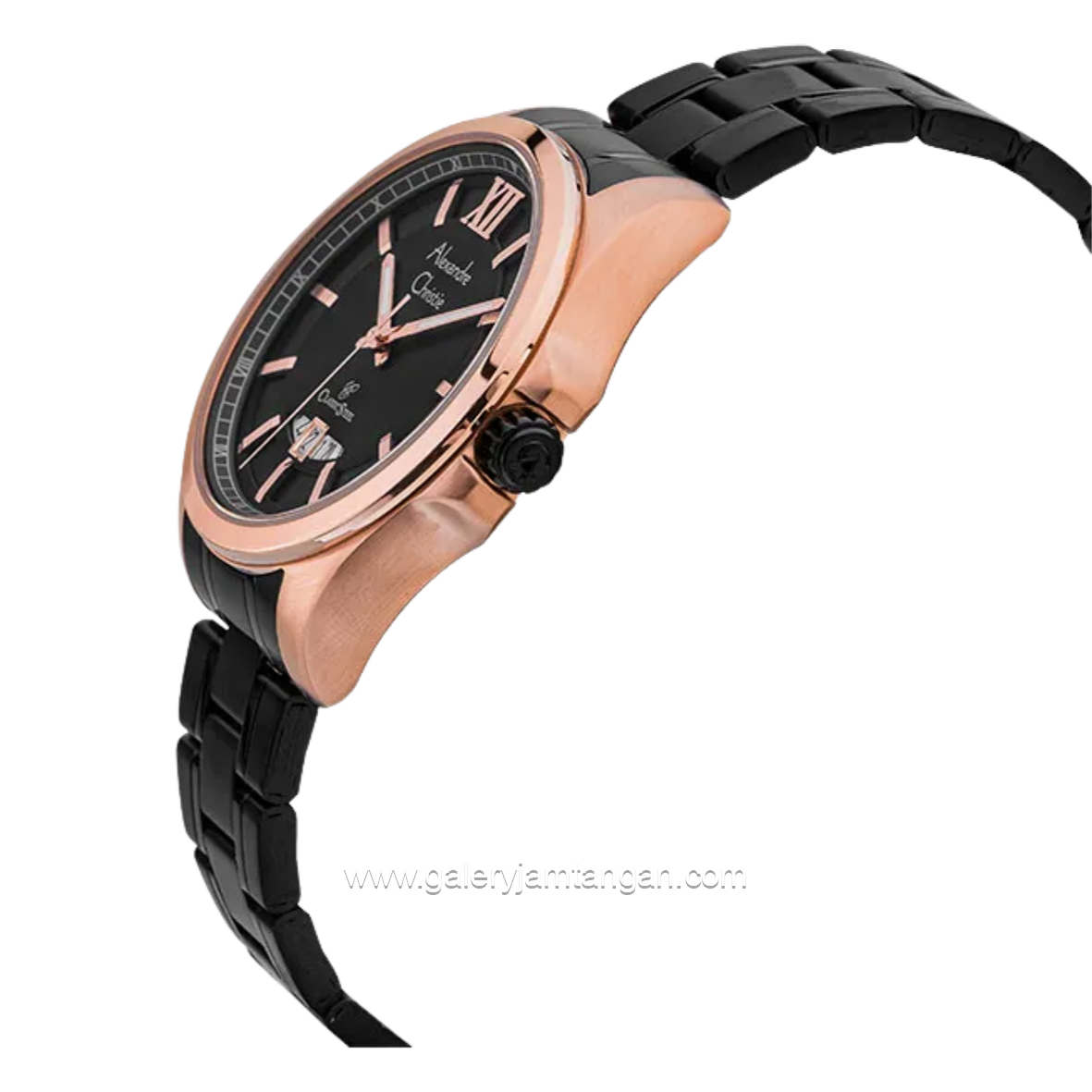 Alexandre Christie AC 8659 LDBBRBA Black Rosegold Stainless Steel Strap