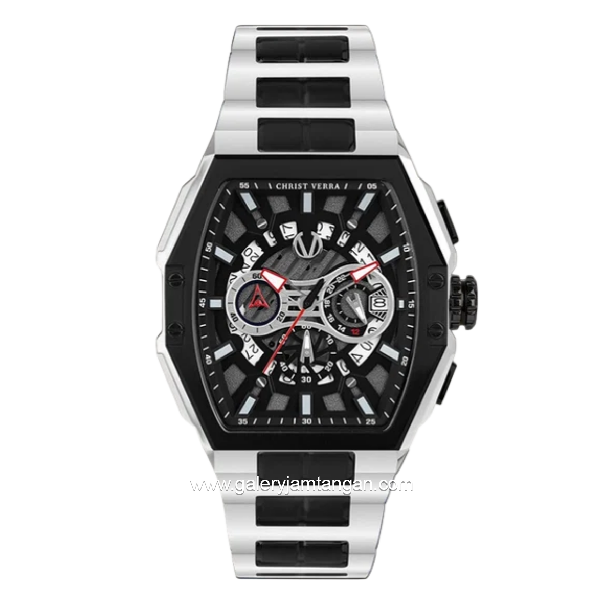 CHRIST VERRA Code-X Series CV 12381G-10 BLK Silver Black Stainless Steel Strap