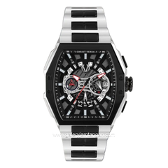 CHRIST VERRA Code-X Series CV 12381G-10 BLK Silver Black Stainless Steel Strap