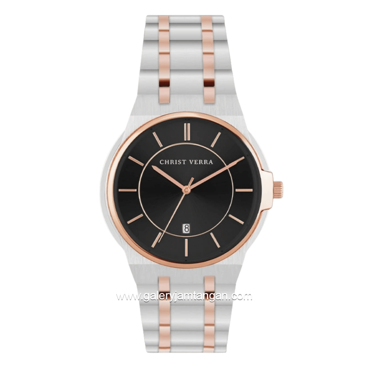 CHRIST VERRA AMORÉL CV 12405G-14 BLK Men Silver Rosegold Dial Black Stainless Steel