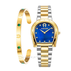 AIGNER RAVENNA DUE DIAMOND AGW.259003 Women's Watch Silver Gold Dial Blue Swiss Made