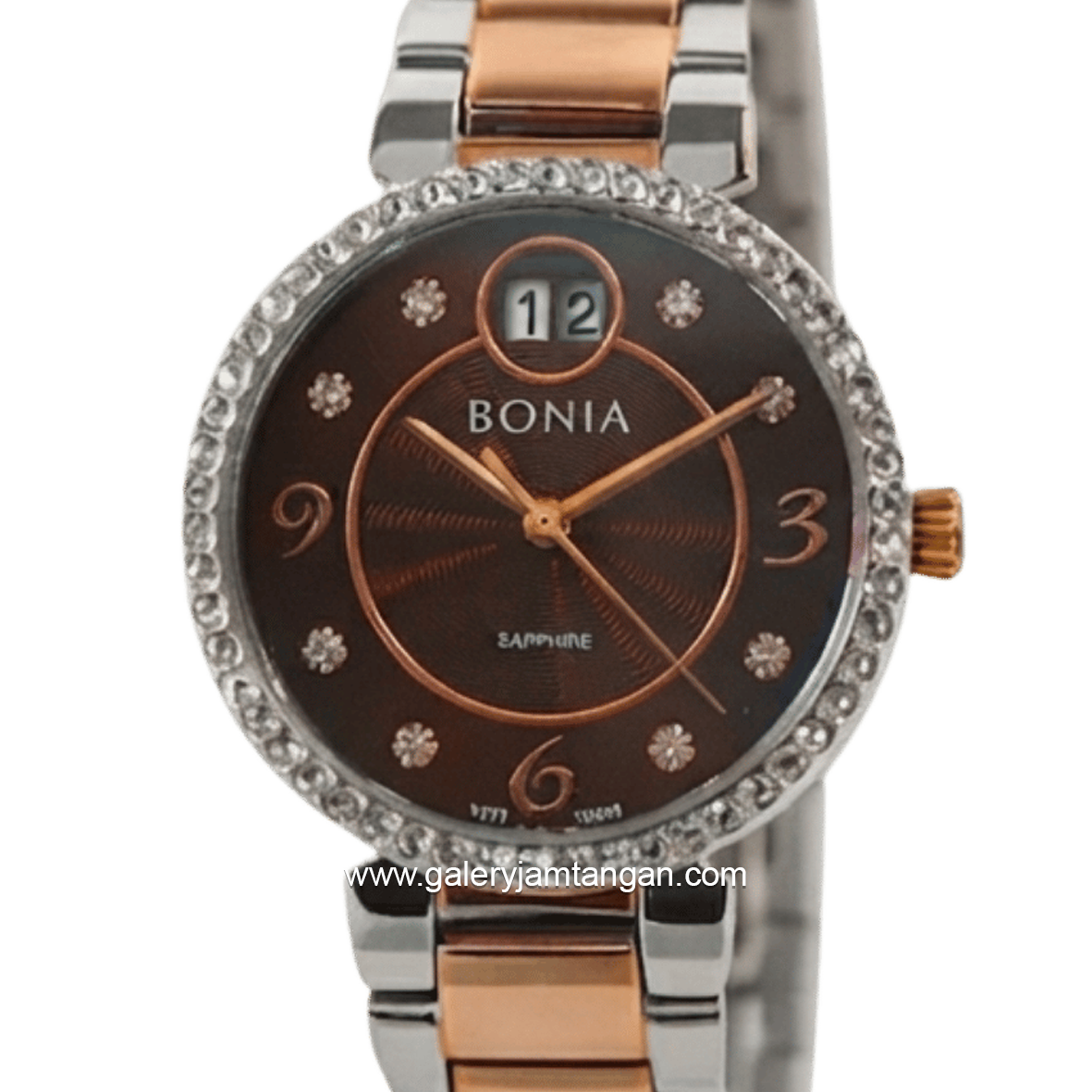 BONIA BNB10368-2647S Silver Combi Rosegold Dial Brown Stainless Steel Strap