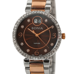 BONIA BNB10368-2647S Silver Combi Rosegold Dial Brown Stainless Steel Strap