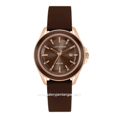 LOFOTEN F-2325L Sapphire Glass Brown Rosegold Silicone Strap