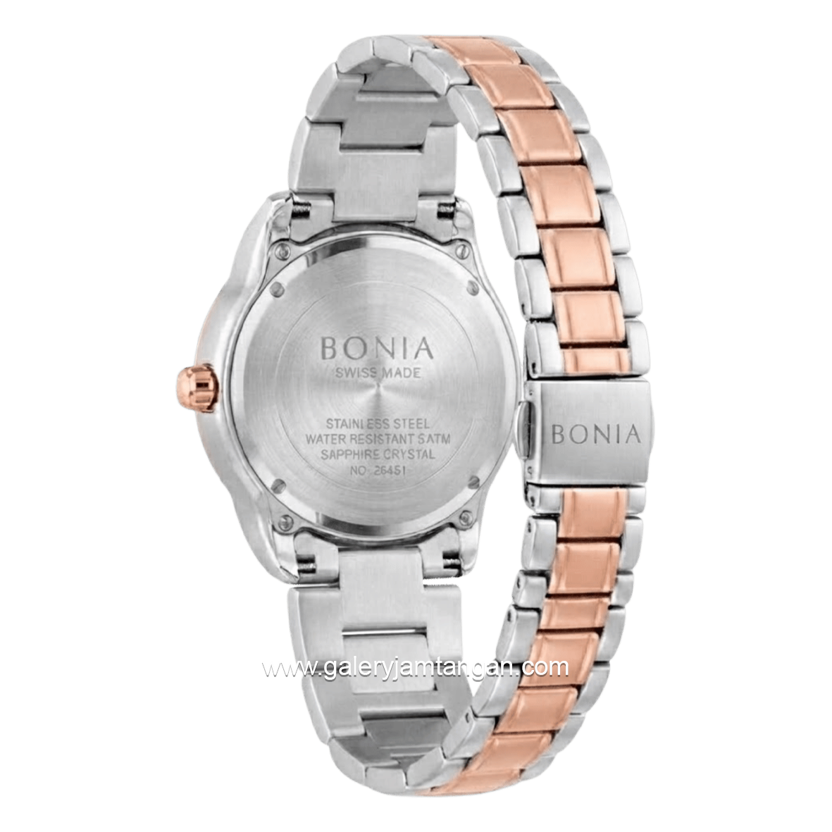 BONIA ROSSO BNR10988-2667S Silver Combi Rose Gold Dial Maroon Stainless Steel Strap