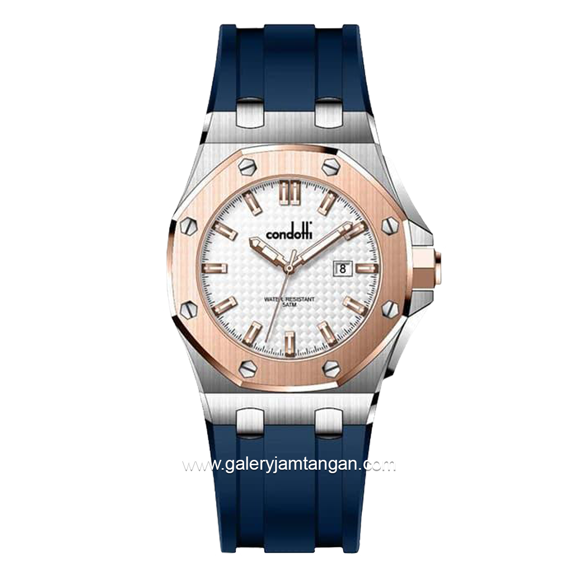 CONDOTTI NAFALE CN1089-SRG01-PO4 Navy Ring Rosegold Rubber Strap