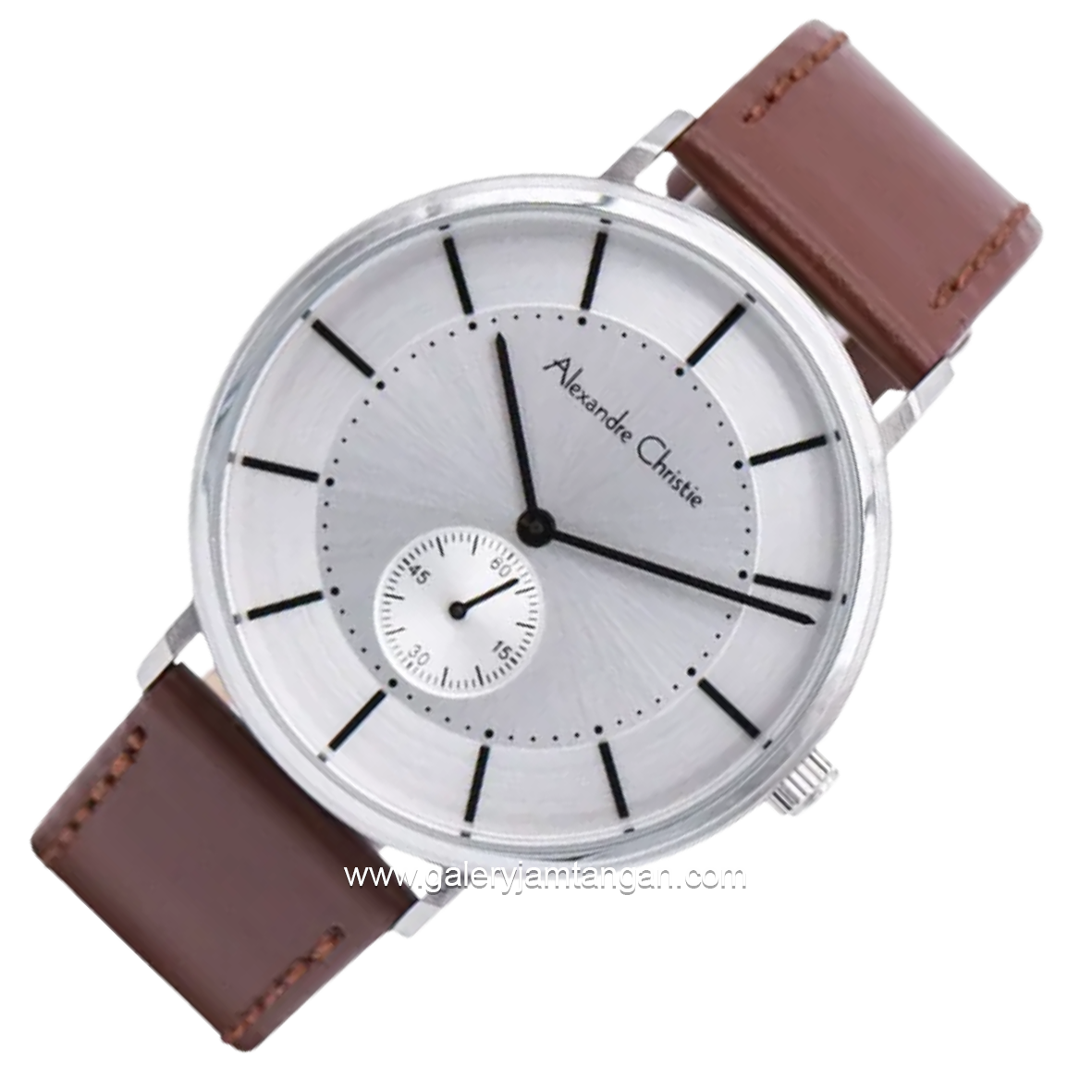 Alexandre Christie ACF8493 MSLSSSL Brown Dial White Leather Strap