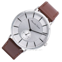Alexandre Christie ACF8493 MSLSSSL Brown Dial White Leather Strap